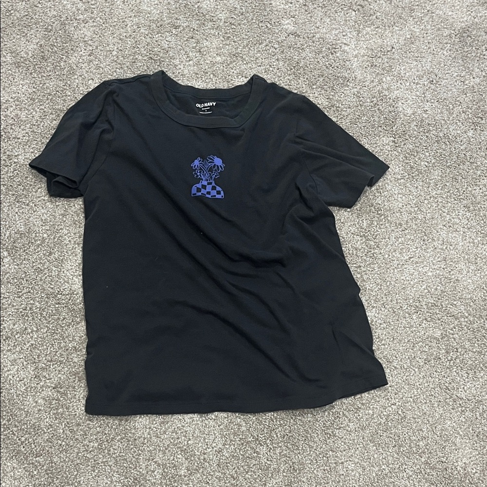 Old Navy Black Tee with Blue Graphic